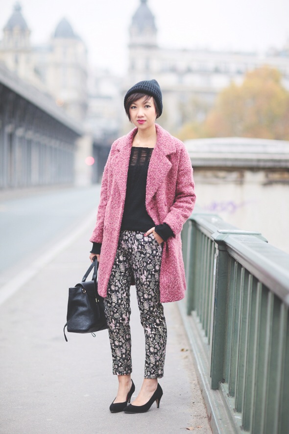 manteau rose framboise femme